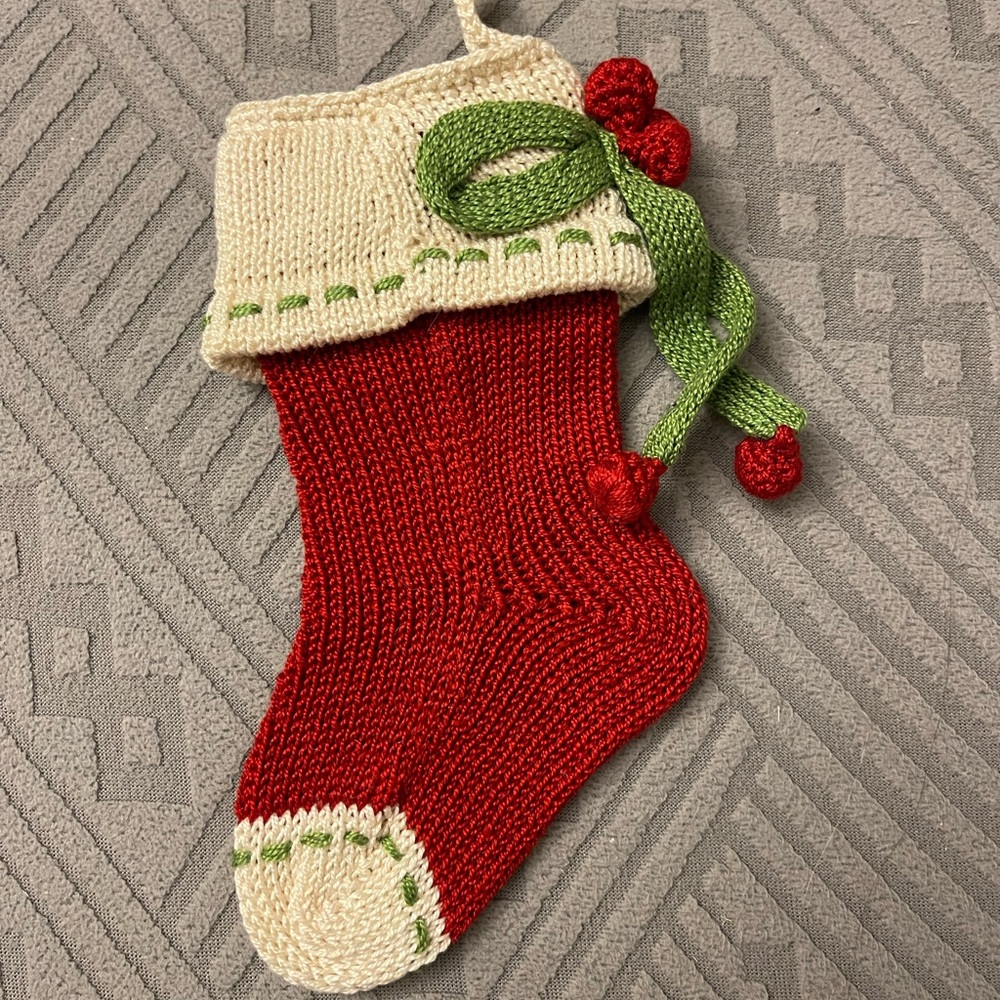 Mini Knit Stocking Red with Bow
